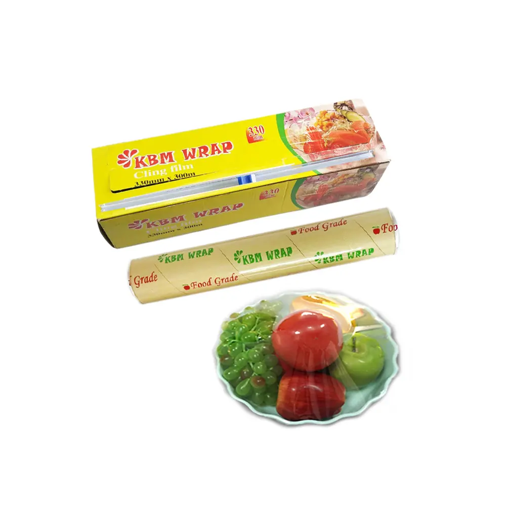 Caja de color de grado alimenticio, cortador deslizante de plástico, envoltura de comida de PVC, 30cm/45cm de ancho, fabricante de fábrica