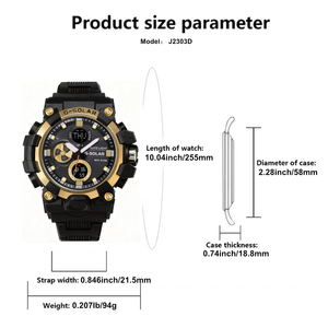 <span class=keywords><strong>Montre</strong></span> <span class=keywords><strong>de</strong></span> sport numérique à LED <span class=keywords><strong>pour</strong></span> homme, chronographe tendance, couleur dorée, double fuseau horaire, étanche, <span class=keywords><strong>pour</strong></span> adolescents - Product Image 2