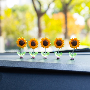 Ensemble d'ornements tournesol pour voiture, décoration de tableau de bord, décoration florale en plastique pour accessoire intérieur automobile - Product Image 2
