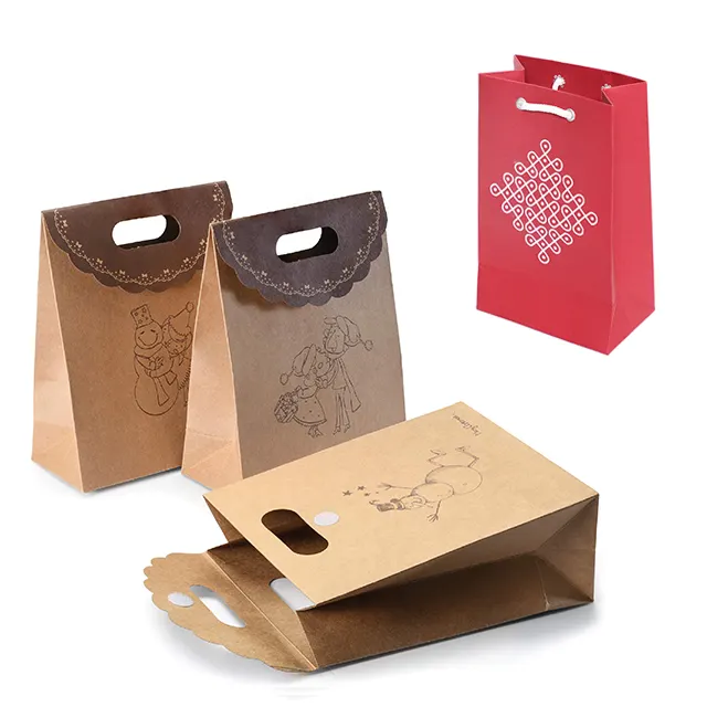 Wholesale custom print black bike closing die cut fold over paper gift bag with lid closure your own logo ribbon handle