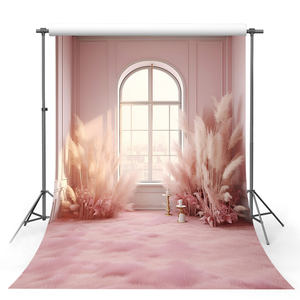 Neonate Photography <strong>Background</strong> Pink <strong>Indoor</strong> Boho Pampas Kid Birthday Wedding Party Maternity Portrait Decor Backdrop Photo <strong>Studio</strong> - Product Image 1