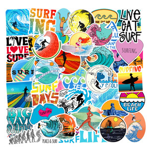 50 Stuks Zomer Strand Surf Outdoor Speelgoed Hp Laptop Palmboom Stickers Fles Surfplank Helm Gitaar Telefoon Zomer Surf Stickers - Product Image 2