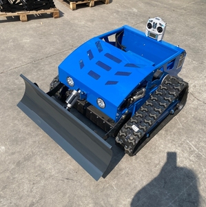 Véhicule robot à chenilles télécommandé bleu, alimenté par batterie, modèle DIY avec feux avant et design à panneaux en maille - Product Image 5