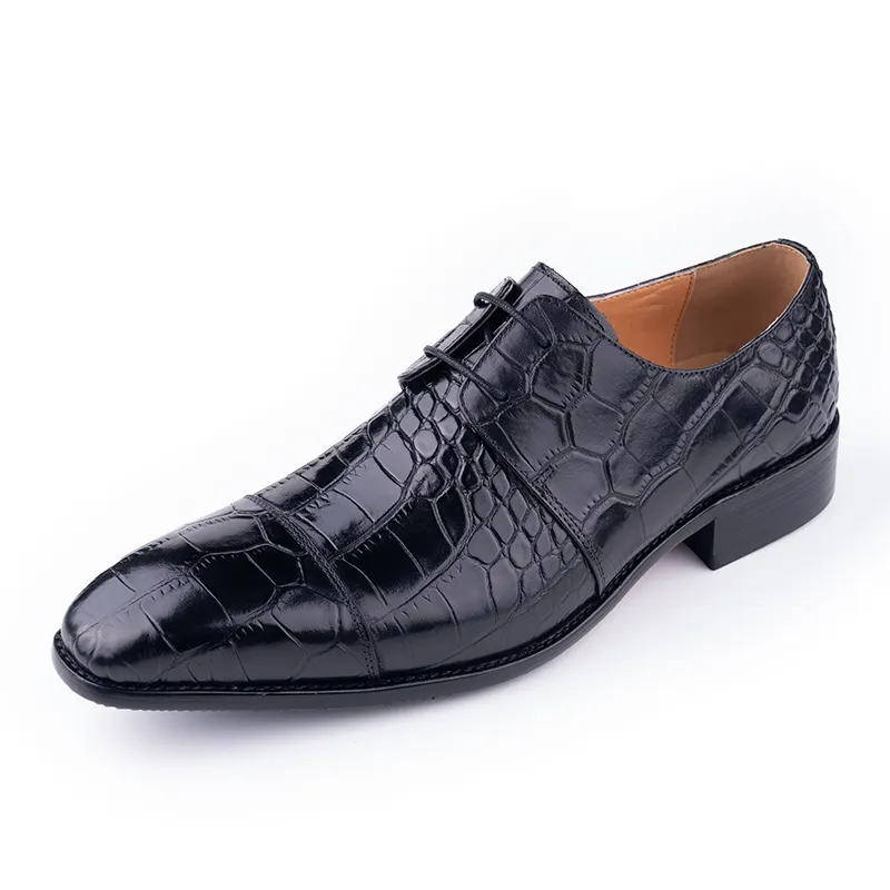 Wholesale Pointed Derby Wedding Business Men's Leather Lace-Up High Heels Shoes For Men Soulier Pour Homme