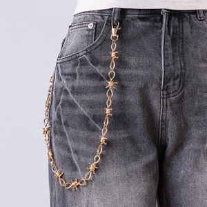 Cadena de cintura estilo hip hop occidental con púas, de plata tibetana, de un solo brazalete, para uso diario, cadena corporal de moda. - Product Image 2