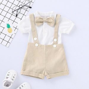 Ropa de verano para bebé, trajes de cumpleaños para caballero, vestido de fiesta, algodón suave para Recién Nacido + cinturón, conjunto de pantalones para niño - Product Image 4