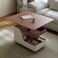 Table basse moderne convertible en bois, hauteur réglable, design pliable, écologique, durable, avec rangement relevable pour salon