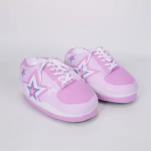 Pantofole sportive di peluche per la casa pantofole piatte di peluche per le donne rosa