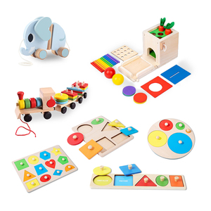 13-18 tháng bằng gỗ Montessori giáo dục hộp đồ chơi thiết lập kéo <span class=keywords><strong>Train</strong></span> Car Shape màu sắc phù hợp với câu đố trò chơi Hộp đồ chơi cho trẻ em trai cô gái - Product Image 2