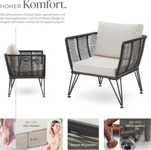 Tectake Set of 2 Steel Frame Lounge <strong>Chairs</strong>-Outdoor Garden &amp; Balcony Furniture for <strong>Conservatory</strong> Use - Product Image 4