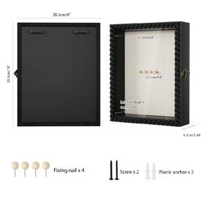 Grande boîte <span class=keywords><strong>à</strong></span> souvenirs en bois écologique faite <span class=keywords><strong>à</strong></span> la main avec cadre, logo personnalisé, pour hommage commémoratif, 10 points adhésifs DIY, pour table ou mur - Product Image 4
