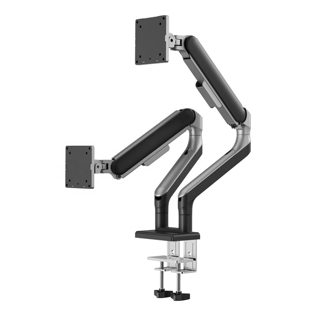 New Arrival 17-45inch Dual Gas Spring Monitor Arm Height Adjustable Vesa Stand Mount for Curved Screen Load 18kgs Products Stock