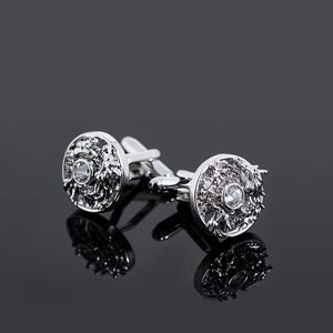 Gemelli rotondi con zircone in acciaio inossidabile creativi per gemelli da uomo e da donna - Product Image 1