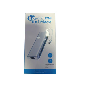 Adaptador Typechub tipo C a HDMI 6 en 1 con lector de tarjetas USB3.0 LAN SD para ordenador portátil y de escritorio - Product Image 1