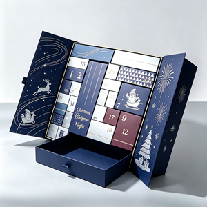 <b>Christmas</b> Advent Calendar Paper <b>Box</b> Foldable Gift Packaging Drawer Storage <b>Box</b> Holiday Retail Display - Product Image 5