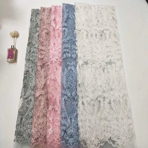 2019 vestido de noche de dubai bordado de lujo azul cielo tela de encaje guipur con purpurina - Product Image 6