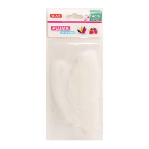 Plumes artisanales blanches Ilan Pluma 14 cm pour décorations DIY - Product Image 1