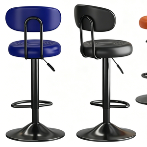 Modern Commercial Metal-framed Bar <b>Stools</b> with Backrests and Footrests for Hotel and <b>Outdoor</b> Use - Product Image 2