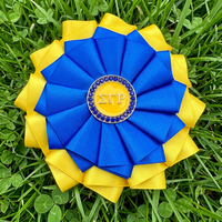 Broche personnalisée en tissu satiné jaune et bleu avec lettres grecques Sigma Gamma Rho, bijou de sororité, corsage