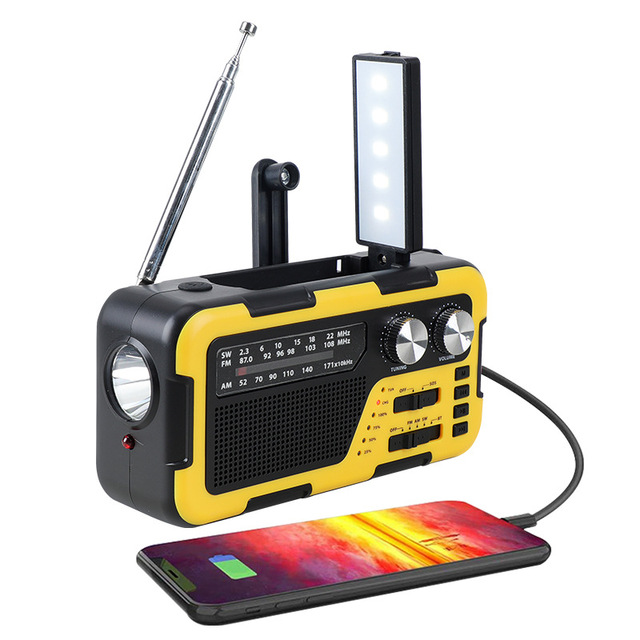Hand Cranked Radio, Outdoor Emergency Solar Charging Blue-tooth Speaker, Strong Light Flashlight, Over 300 Meters Away