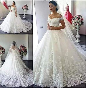 Nuevo Vestido de Novia de Encaje Estilo Princesa, Talla Grande, con Cordones, Hombros Descubiertos, Vestido de Novia Largo - Product Image 2