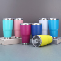 En stock, gobelets à café isolés à double paroi avec revêtement en poudre de 20 oz 30oz, tasse de voyage en acier inoxydable de 20 oz