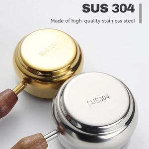Wholesale 304 Stainless Steel Extraction <b>Cup</b> <b>Espresso</b> Sauce Wooden Handle Gold Color - Product Image 2