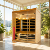 Sauna de loisirs SS-300 pour 3 personnes, sauna sec commercial en bois massif cèdre rouge/cèdre rouge, infrarouge lointain, fenêtres en transom, commande numérique, 6KW