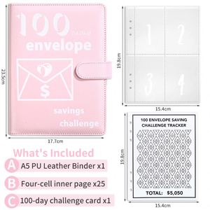 New Arrival Binder Journal High Quality Loose-leaf Budget Planner with <b>Envelopes</b> Journal 100 <b>Envelope</b> Challenge for Saving Money - Product Image 2