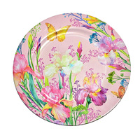 Assiette de présentation en plastique, directement de l'usine, décorative pour fruits, imprimée UV, ronde, style européen, pour repas et mariages