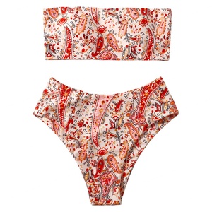 2023 New Floral Print High Cut <b>Push</b> <b>up</b> Quick Dry Two Piece <b>Bikini</b> Swimsuit for Women - Product Image 1