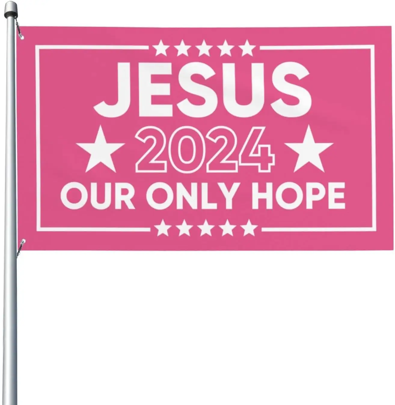 Jesus Our Only Hope Flagge rosa, einseitig 3×5 Outdoor Jesus amerikanische christliche Flagge für draußen Christus Glaubensflaggen