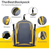 Sac de sport de tennis en polyester 30-40L, avec compartiment à chaussures indépendant, pour sac à dos et sac à main, sacs de raquettes très vendus, pour le marché international