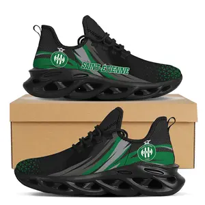 定制绿色作为圣艾蒂安运动队标志设计漂亮楔形鞋男士运动运动鞋步行鞋