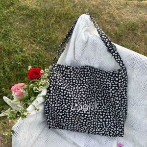 Sac de shopping en toile de coton grande capacité, sac à bandoulière rétro à motif floral, sac à main en calicot portable de haute qualité - Product Image 1