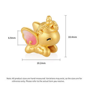 Middle Size Unicorn Beaded Premium 24K Solid Gold <b>Bracelet</b> Accessories Wholesale with 3.0mm Aperture Sandblasted Enamel Finish - Product Image 3