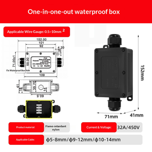 One-in-one-out IP68 <b>Waterproof</b> Junction <b>Box</b> 71x41x152mm Flame-retardant Nylon Cable Enclosure 32A 450V Terminal <b>box</b> - Product Image 2