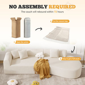 Canapé modulaire extensible de massage, design moderne incurvé en forme de nuage, assise profonde, revêtement en chenille, canapé surdimensionné en éponge - Product Image 5