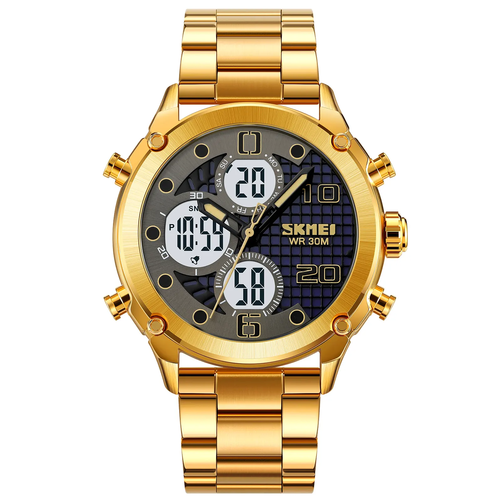 Skmei 1975 Luxury Customized Watch for Men Bracelet Set Digital Wristwatches Black Leather Business Reloj Hombre