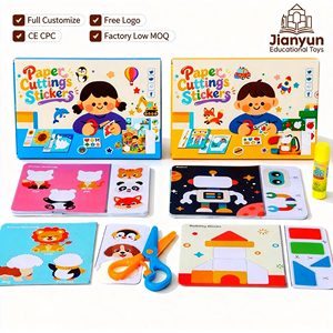 สมุดงานพิมพ์ลายเองสำหรับเด็ก <span class=keywords><strong>ชุด</strong></span>ของเล่นกระดาษ DIY ฝึกทักษะการตัดเส้น พร้อมกรรไกรนิรภัยสำหรับเด็กก่อนวัยเรียน - Product Image 1