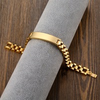 BINSHUO Bracelet Personnalisé en Acier Inoxydable Bijoux Homme Plaqué Or Gravure Laser Nom Personnalisé Bracelet Montre Vierge Bracelets d'Identification Hommes