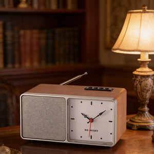 Haut-parleur sans fil rétro, radio FM multibandes, fente USB/TF, horloge décorative, sortie 5W, <span class=keywords><strong>batterie</strong></span> rechargeable - Product Image 3