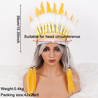 Tocado de Plumas de Avestruz Estilo Tribal con Cuentas y Decoración de Piel, Accesorio para Disfraces de Halloween, Carnaval y Fiestas de Disfraces