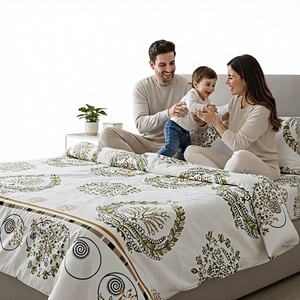 Parure de draps King Size en gros avec drap plat et drap-housse, style hôtel de luxe, imprimé rayé, 400 fils/cm², toutes saisons - Product Image 1