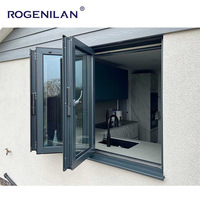 Porte-fenêtre pliante en aluminium Rogenilan AS2047 résistante aux ouragans, 3 panneaux en verre, accordéon, fenêtres de maison Maimi