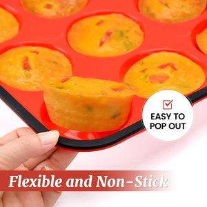 12 ly Silicone khuôn bánh không dính ăn sáng trứng Muffin Pan với kim loại Gia cố khung ăn sáng trứng Muffin công cụ nướng - Product Image 3
