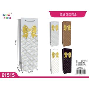 Sacchetto per Vino in Lamina d'Oro Goffrata con Design a Fiocco 127x83x36cm Stampa Logo Personalizzata - Product Image 1