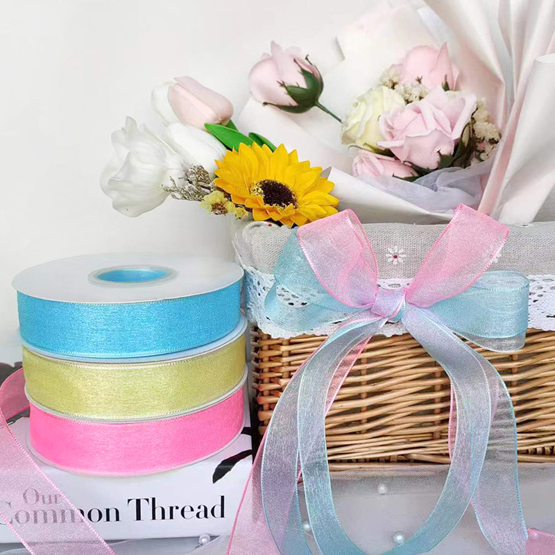 DIY Handmade Hair Accessories Gift Box Pearl Grosgrain Ribbon Gift Flower Packaging Birthday Ribbon 2.5cm 50 Yards