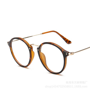 Round Metal Frame <b>Glasses</b> Brown Transparent Lenses Lightweight Unisex Decorative <b>Reading</b> <b>Glasses</b> - Product Image 4