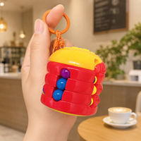 Porte-clés rotatif puzzle Fun Burger Fries, pendentif de poche décompressant, porte-clés créatif pour machine à attraper les objets